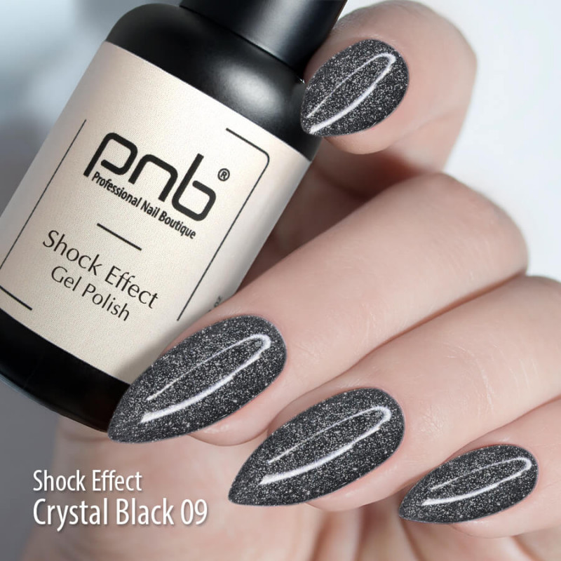 UV/LED Gel Polish SHOCK EFFECT 09 Crystal black PNB 8 ml