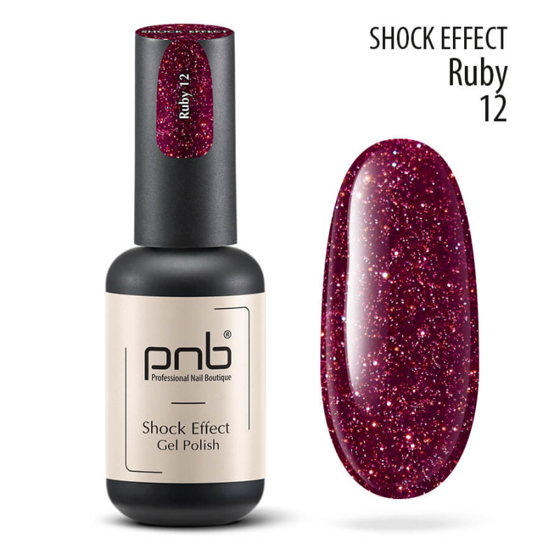 UV/LED Gel Polish SHOCK EFFECT 12 Ruby PNB 8 ml