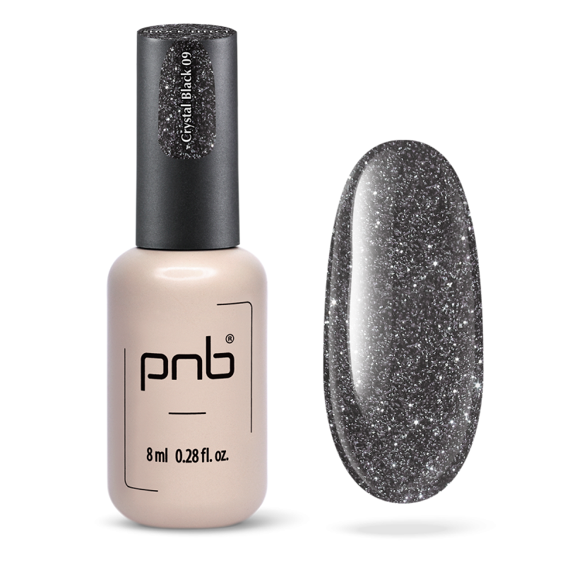 UV/LED Gel Polish SHOCK EFFECT 09 Crystal black PNB 8 ml