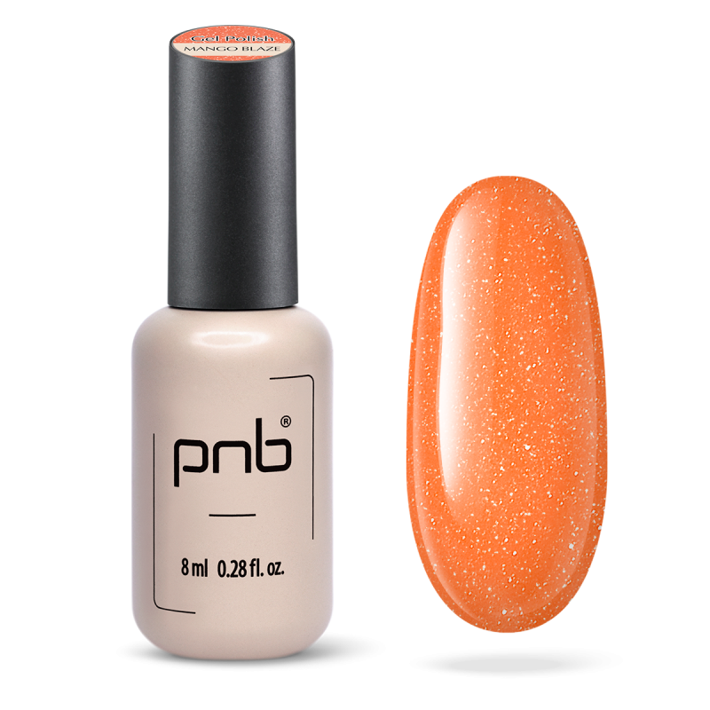 Gel nail polish PNB Juicy Spark, Mango Blaze, 8 ml