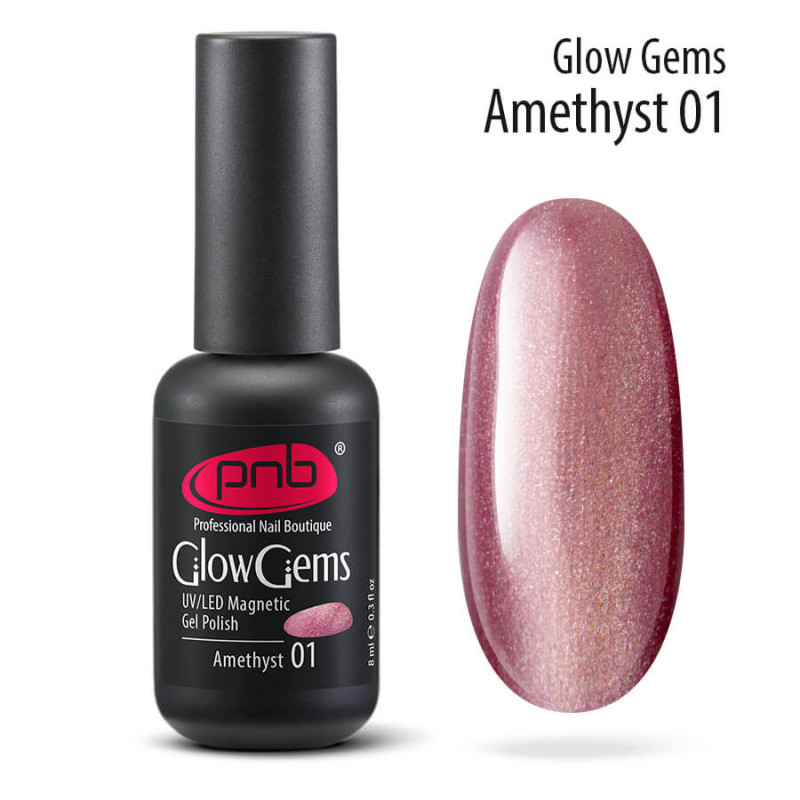 UV/LED Magnetic Gel Nail Polish Glow Gems 01 Amethyst PNB 8 ml
