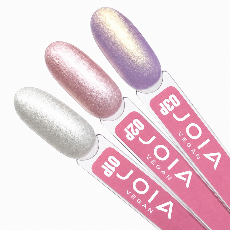 Gel nail polish pink JOIA vegan Petal Shine №02P, pearl (6 ml)