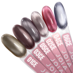 A palette of gel polishes on tips Cat Eye 01C-04C JOIA vegan