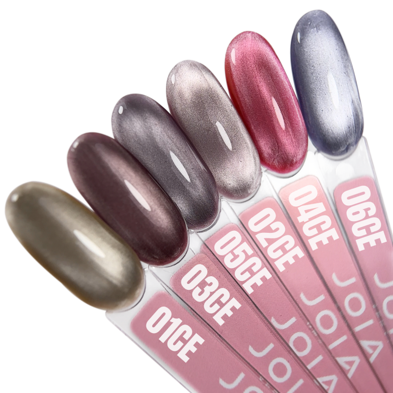 A palette of gel polishes on tips Cat Eye 01C-04C JOIA vegan