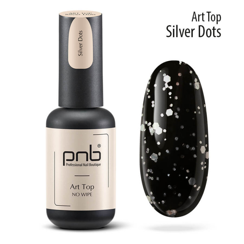 PNB UV/LED Art Top, Silver Dots No Wipe, 8 ml