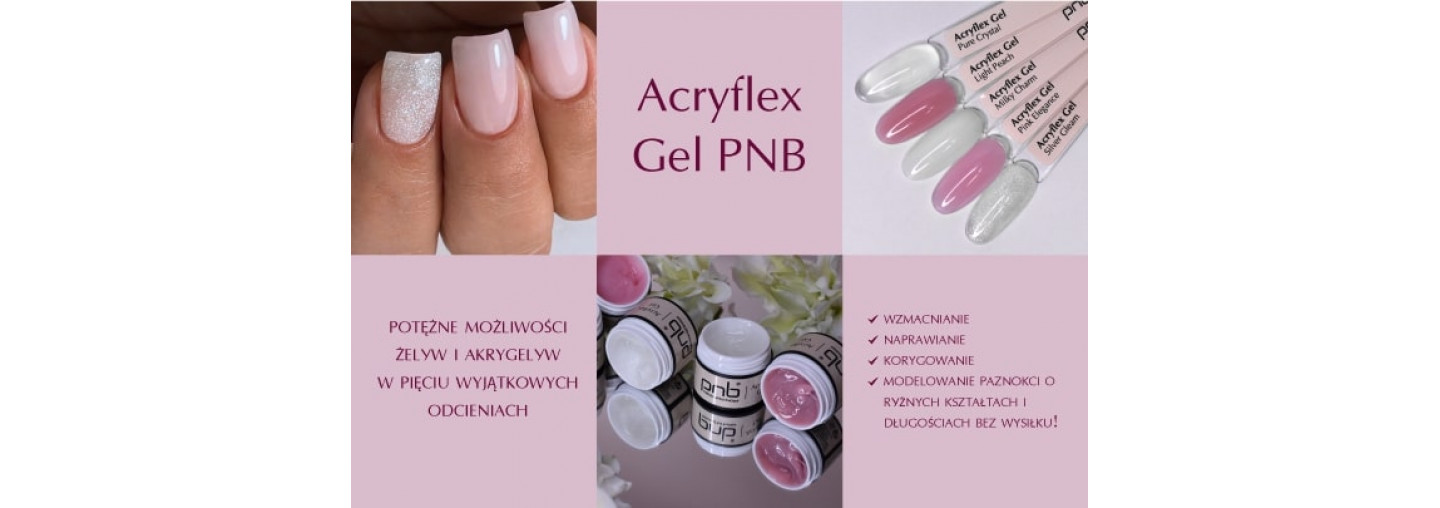 Gel 2 in 1 Acryflex Gel PNB in five exquisite shades