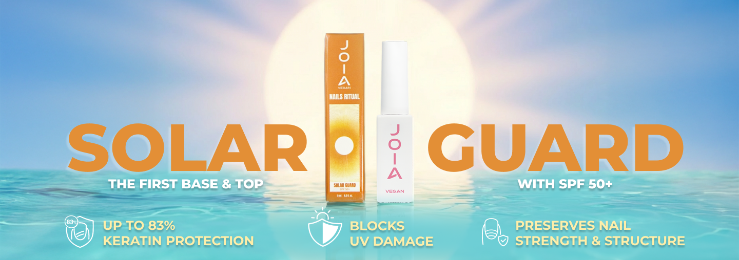 World premiere – Solar Guard Base&Top JOIA vegan! The first base and top coat with SPF 50+ – a protection booster while you wear it! 