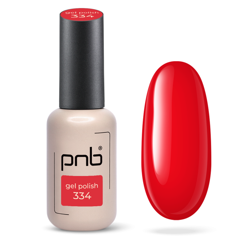 Lakier hybrydowy czerwony PNB №334, połysk (8 ml)