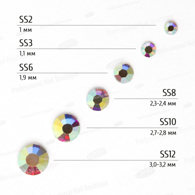 Rhinestones PNB Colorful mix ss2, ss3, ss6, ss8, ss10, ss12, 1440 pcs