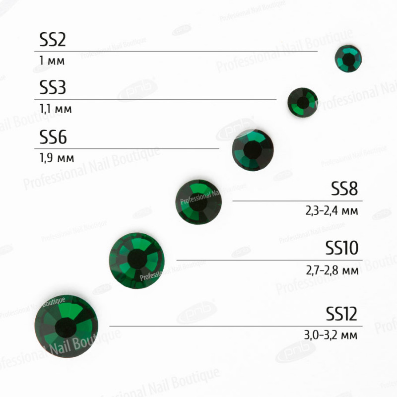 Rhinestones glass PNB Green mix size