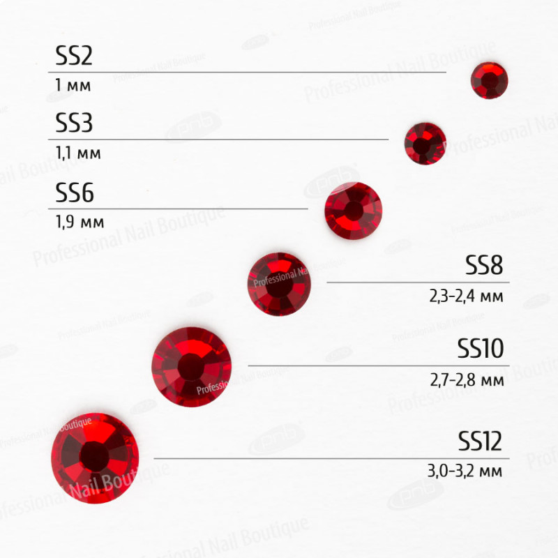 Rhinestones glass PNB Red mix size