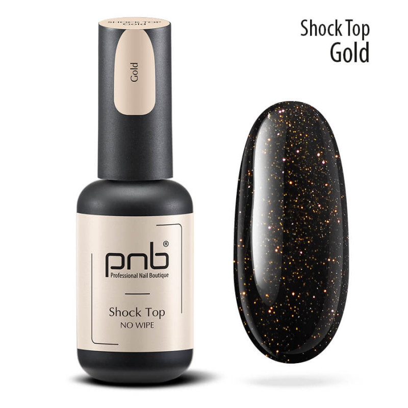 UV/LED Shoсk Top PNB, Gold, No Wipe, 8 ml