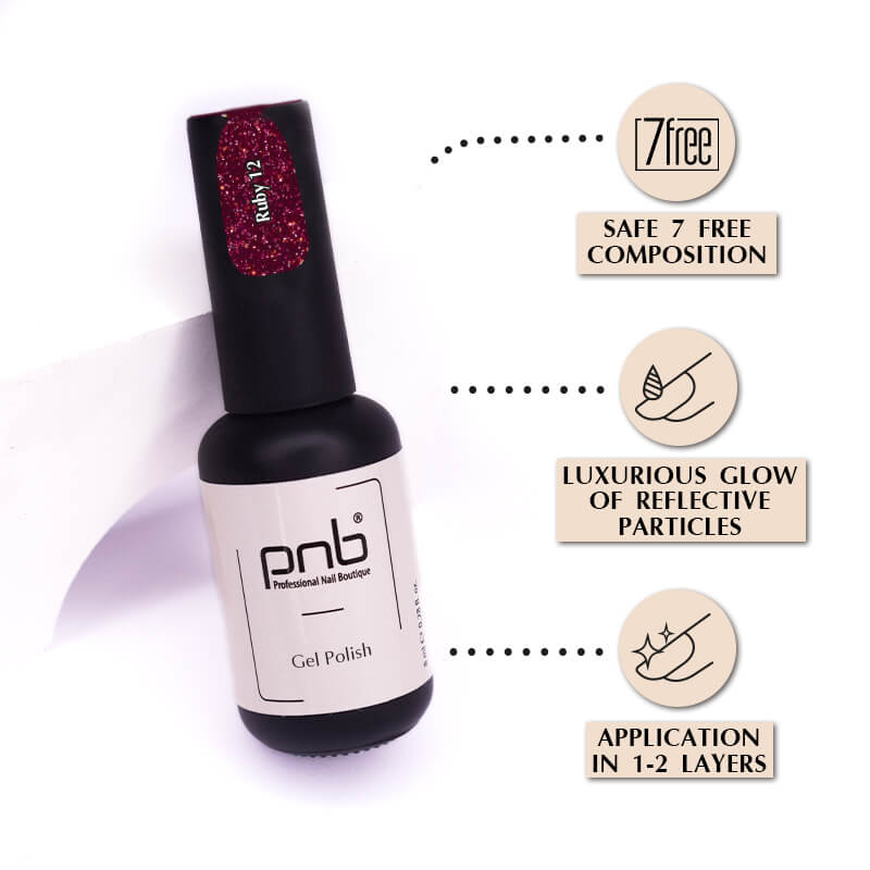 UV/LED Gel Polish SHOCK EFFECT 12 Ruby PNB 8 ml