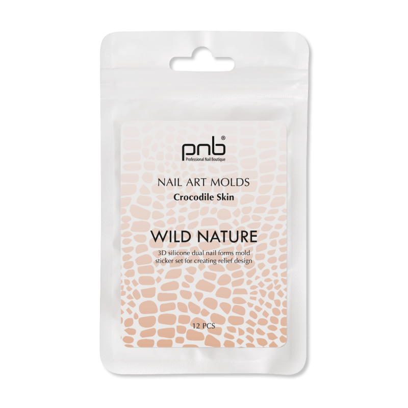PNB Silicone molds for top shapes Wild Nature Nail Art Molds, Snake print, 12 pcs