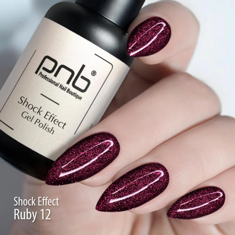 Lakier hybrydowy UV/LED Gel Polish SHOCK EFFECT 12 Ruby PNB 8 ml