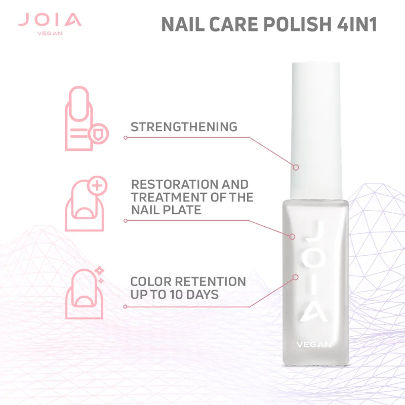 Nail care polish 4in1 JOIA vegan, 01 Ideal white, 8 ml