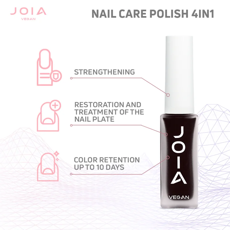 Lakier do paznokci Nail care polish 4in1 JOIA vegan, 10 Perfect Black, 8ml